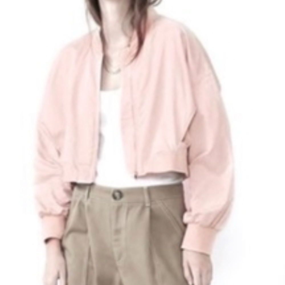 Zara Soft light weight  cropped Pink/peach Bomber Jacket